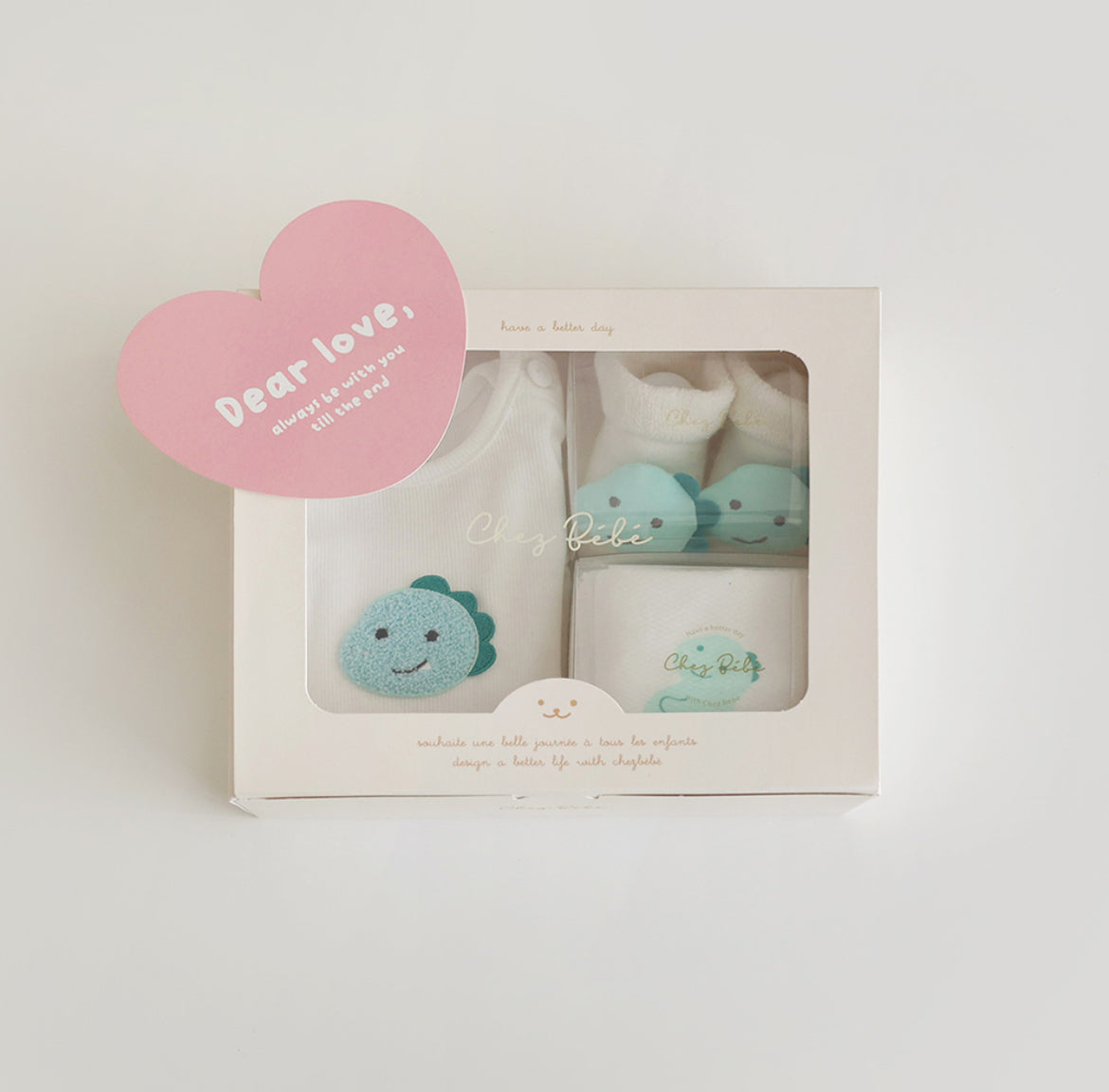 初生嬰兒禮盒套裝 Newborn Gift Set (柔軟嬰兒連身衣+初生公仔襪+圖案紗巾)