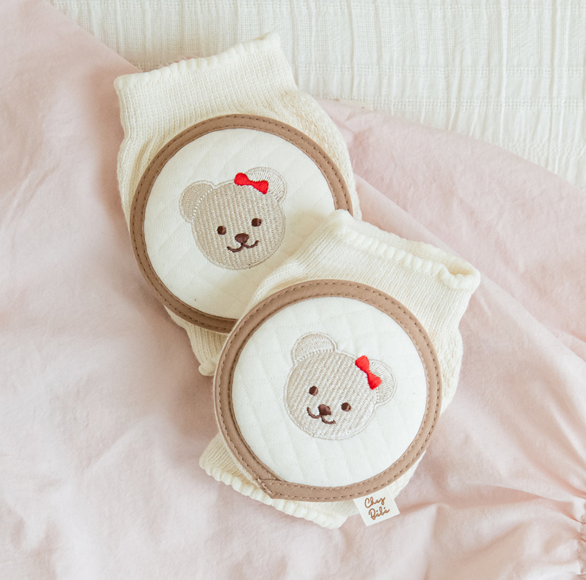 純棉刺繡幼兒雙重氣墊學爬行護膝 Toddler Embroidery Knees Pad