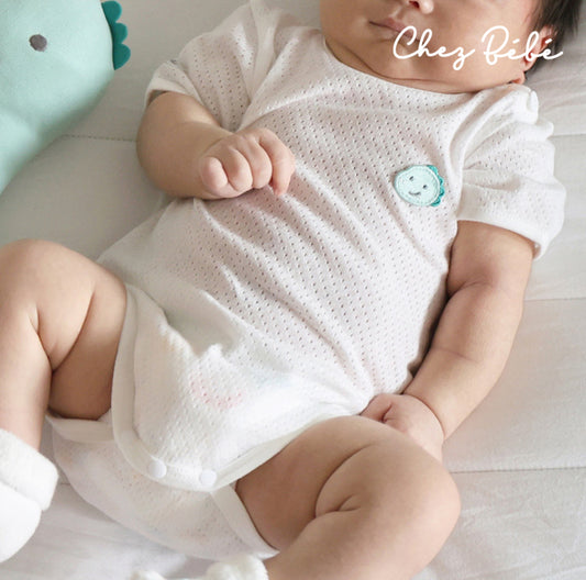 韓國製新生兒夏天透氣包屁衣 Newborn Mesh Bodysuit (0-6mo.)￼(不含螢光劑)