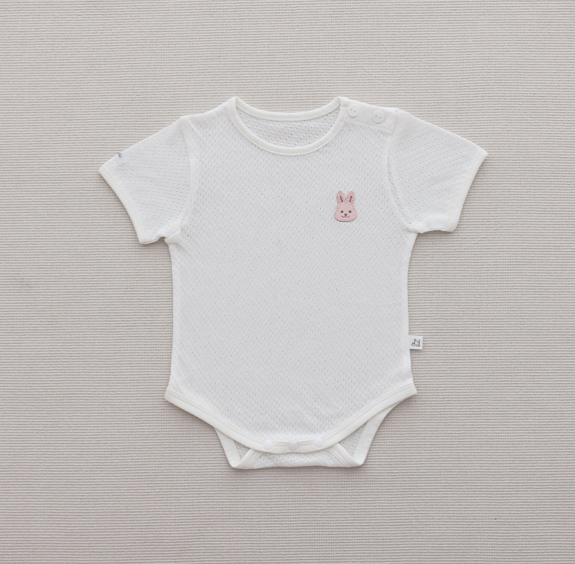 韓國製新生兒夏天透氣包屁衣 Newborn Mesh Bodysuit (0-6mo.)￼(不含螢光劑)