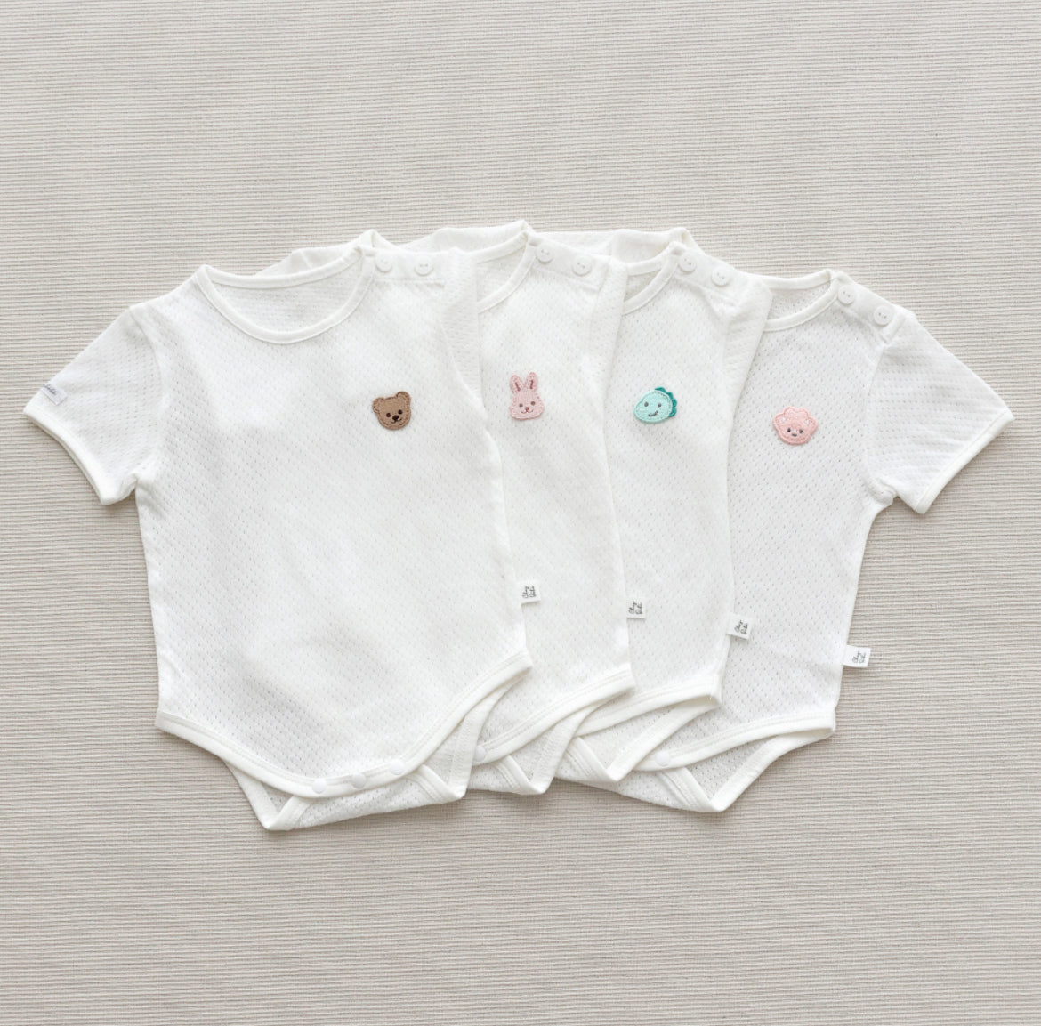 韓國製新生兒夏天透氣包屁衣 Newborn Mesh Bodysuit (0-6mo.)￼(不含螢光劑)