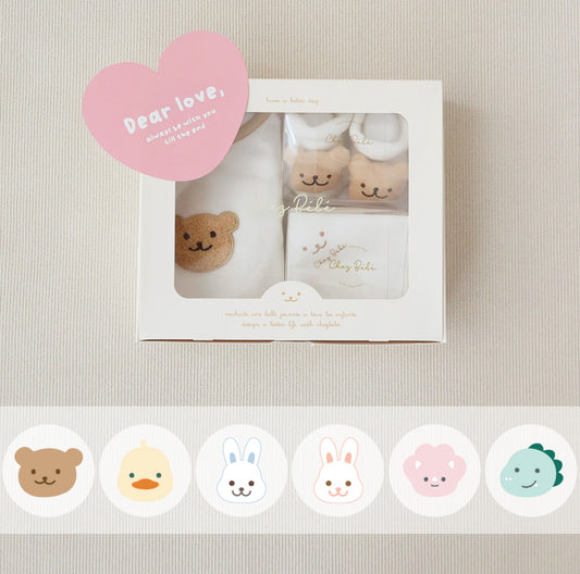 初生嬰兒禮盒套裝 Newborn Gift Set (柔軟嬰兒連身衣+初生公仔襪+圖案紗巾)