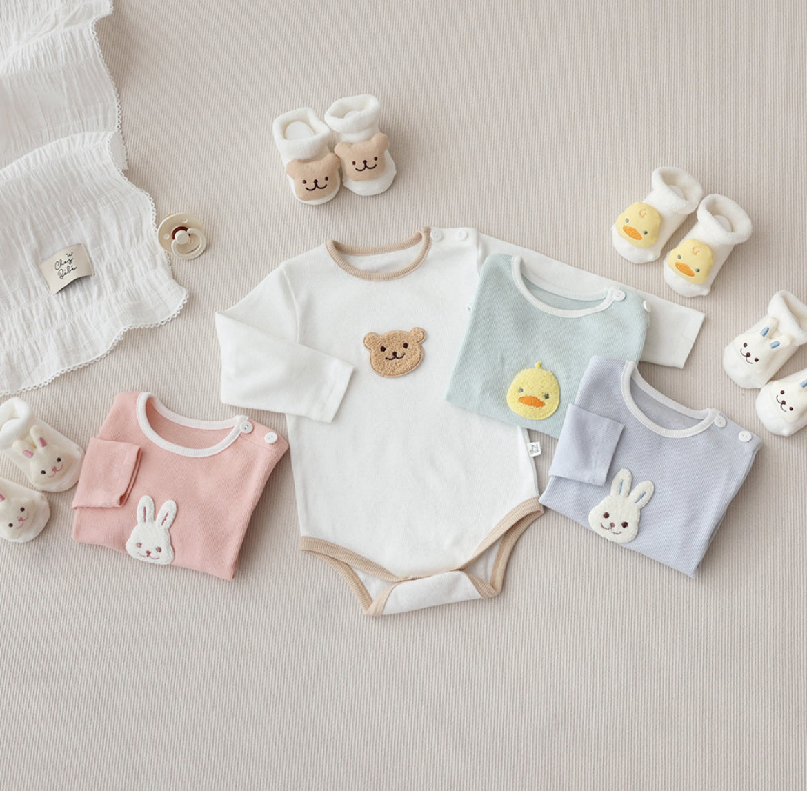 韓國製柔軟嬰兒連身衣包屁衣 Long sleeve Soft Baby Bodysuit