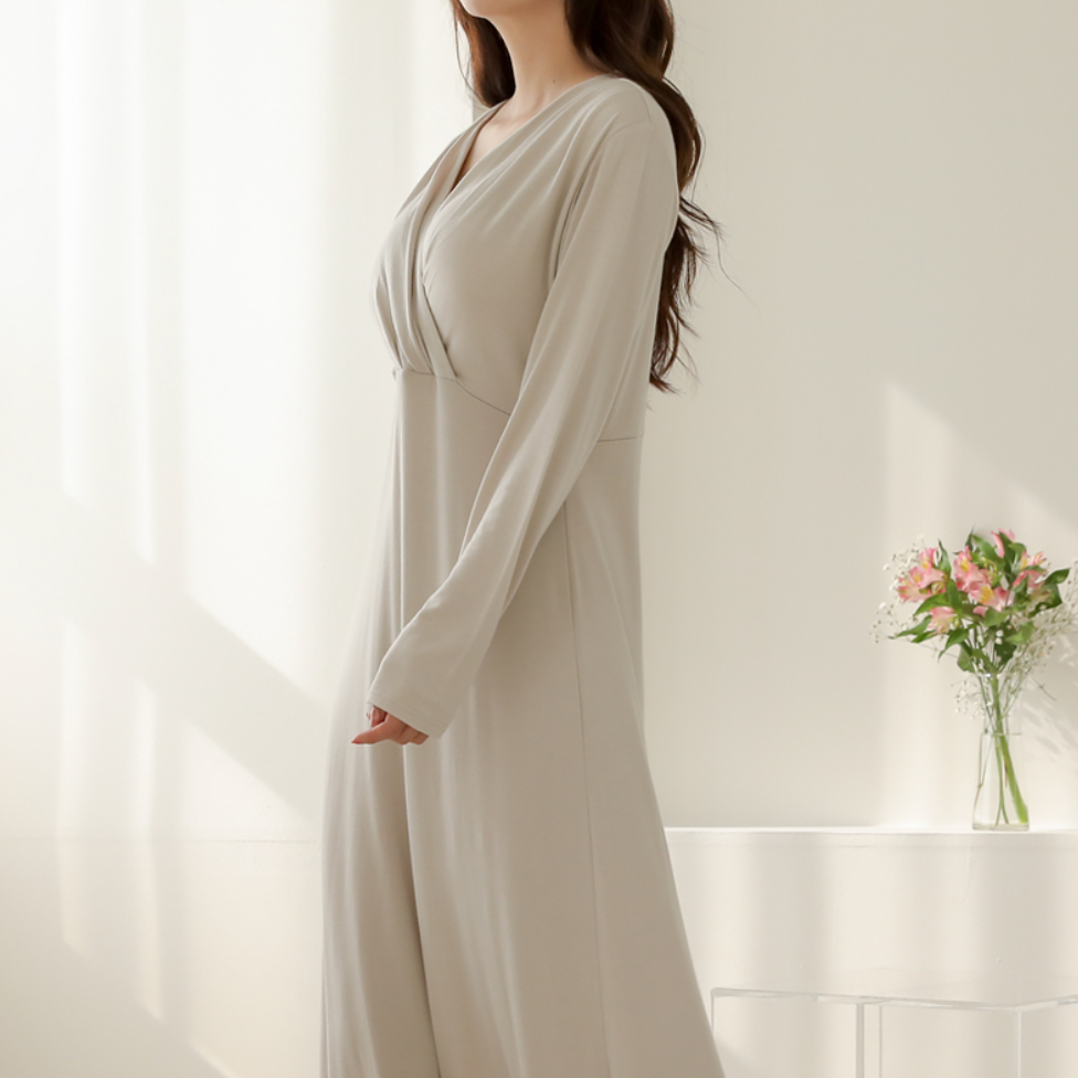 韓國製超高質莫代爾孕婦哺乳連衣裙(灰色) Korea Modal Nursing Dress(Grey)