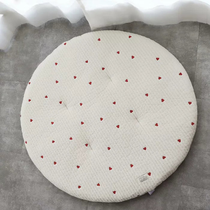 日本心形純棉圓墊  JP Heart Cotton Round Rug