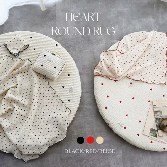 日本心形純棉圓墊  JP Heart Cotton Round Rug