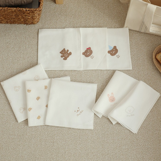 韓國高質圖案紗巾8件套(限時額外多送1條♥︎) Chezbebe Cotton Handkerchief Set