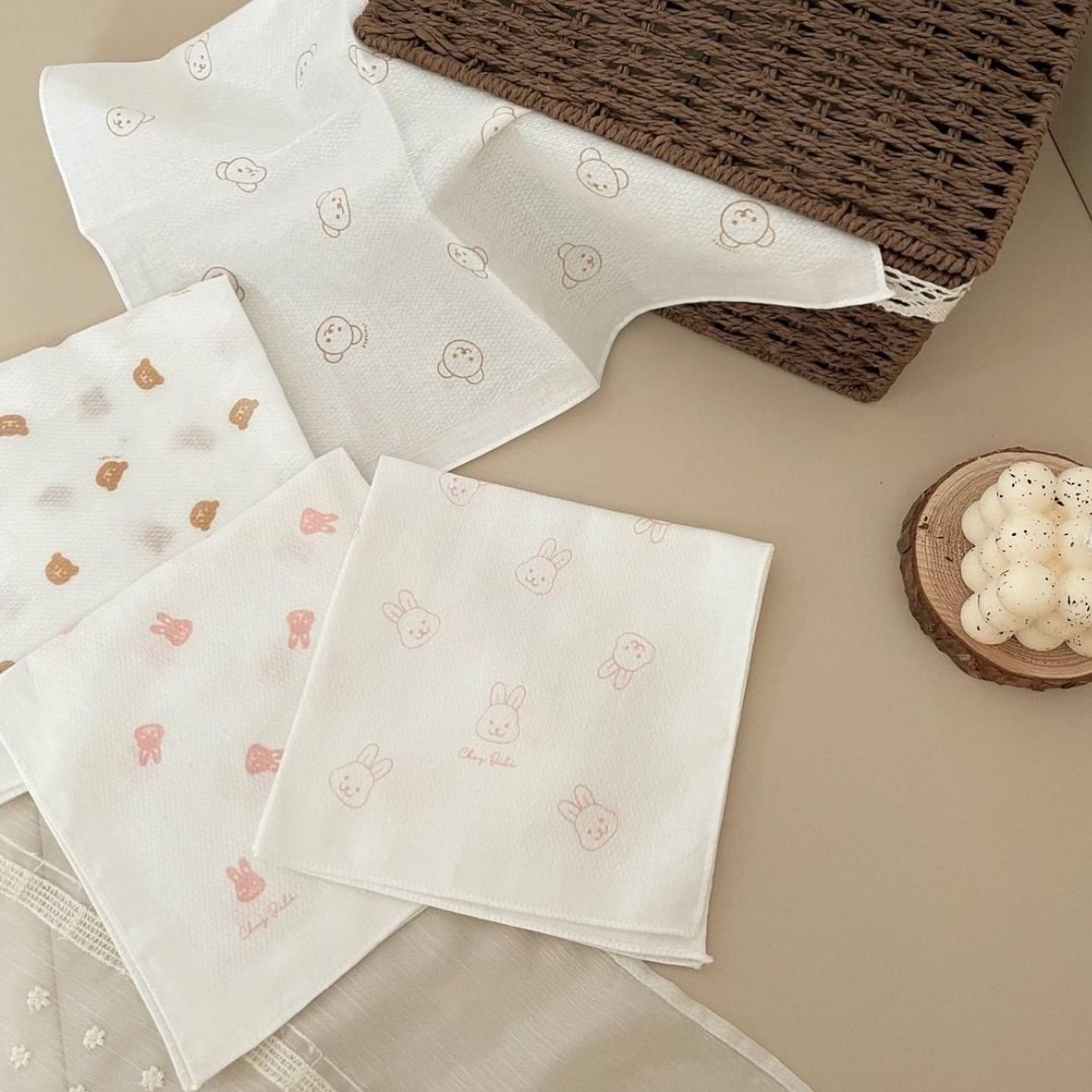 韓國高質圖案紗巾8件套(限時額外多送1條♥︎) Chezbebe Cotton Handkerchief Set