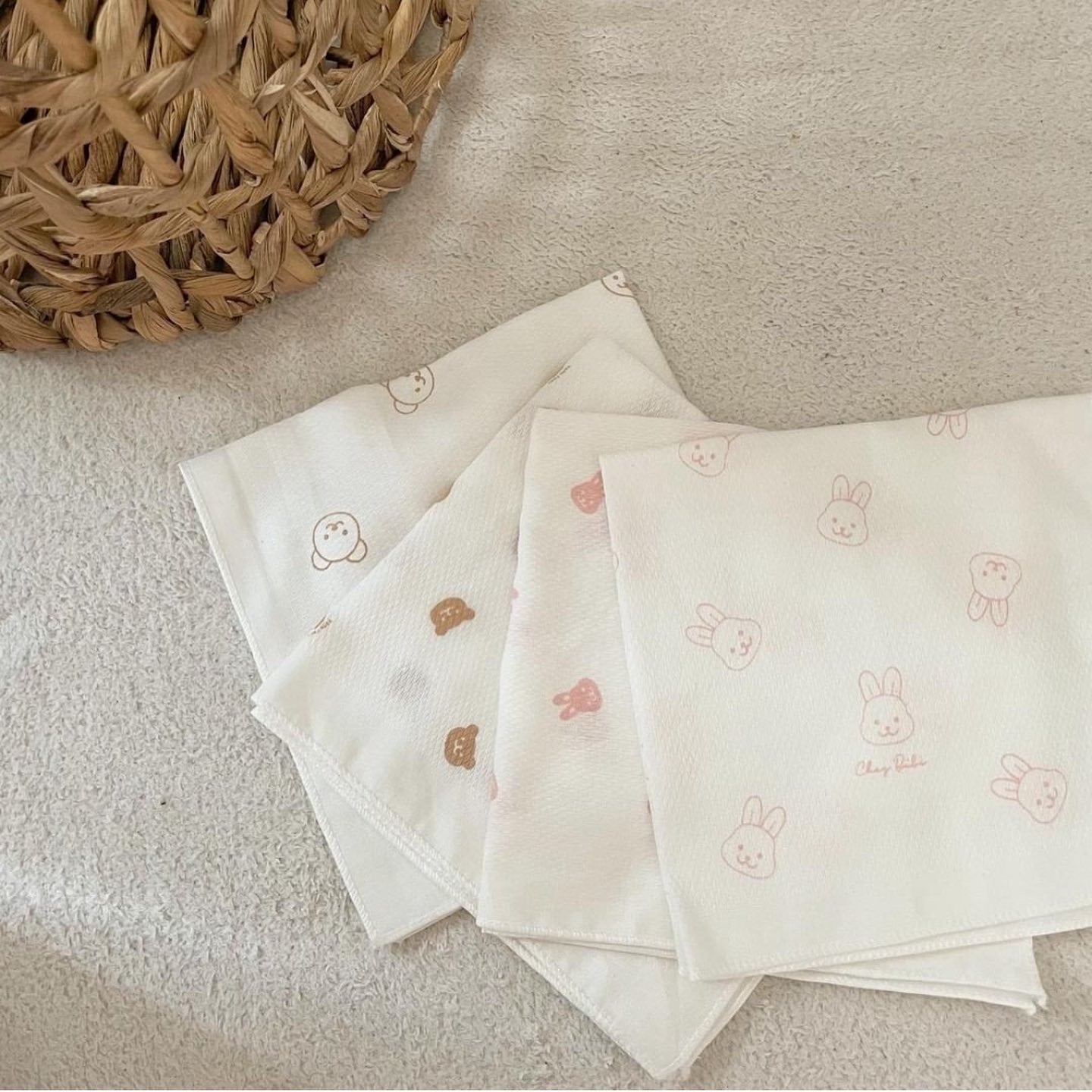 韓國高質圖案紗巾8件套(限時額外多送1條♥︎) Chezbebe Cotton Handkerchief Set